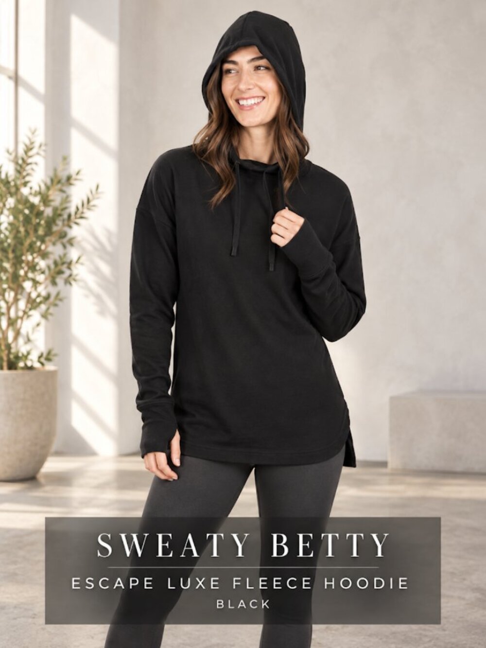 Sweaty Betty Escape Luxe Fleece Hoodie - Black NWT